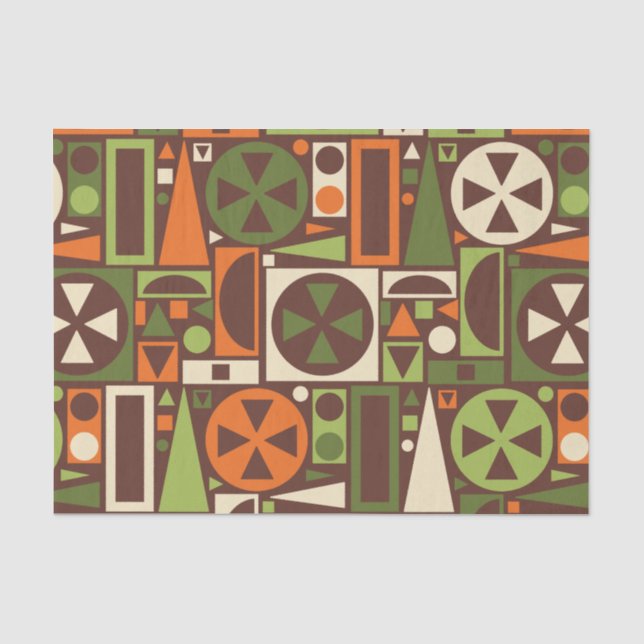 Geometrischer Retro-50er Mitte des Jahrhunderts Mo Seidenpapier (Vorderseite)