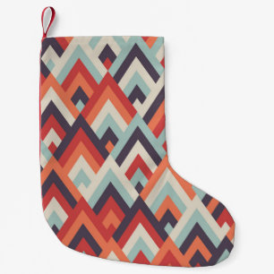 Geometrischer Rhombus: Vintages Farbmuster. Kleiner Weihnachtsstrumpf