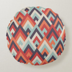 Geometrischer Rhombus: Vintages Farbmuster. Rundes Kissen