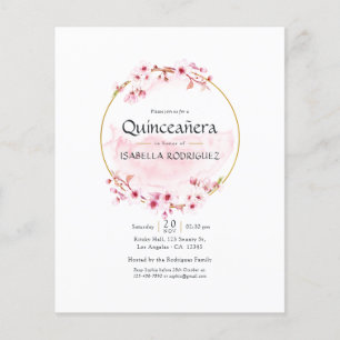Geometrischer Rosa Frühlings-Kirschblüten-Quinceañ Flyer