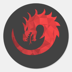 Geometrischer roter Drachen-Kreis-Vinyl-Aufkleber Runder Aufkleber