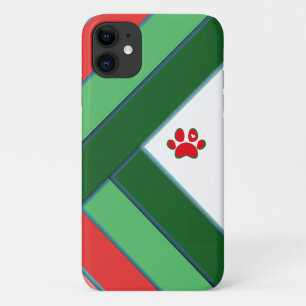 geometrischer roter, grüner und weißer Pfotendruck Case-Mate iPhone Hülle
