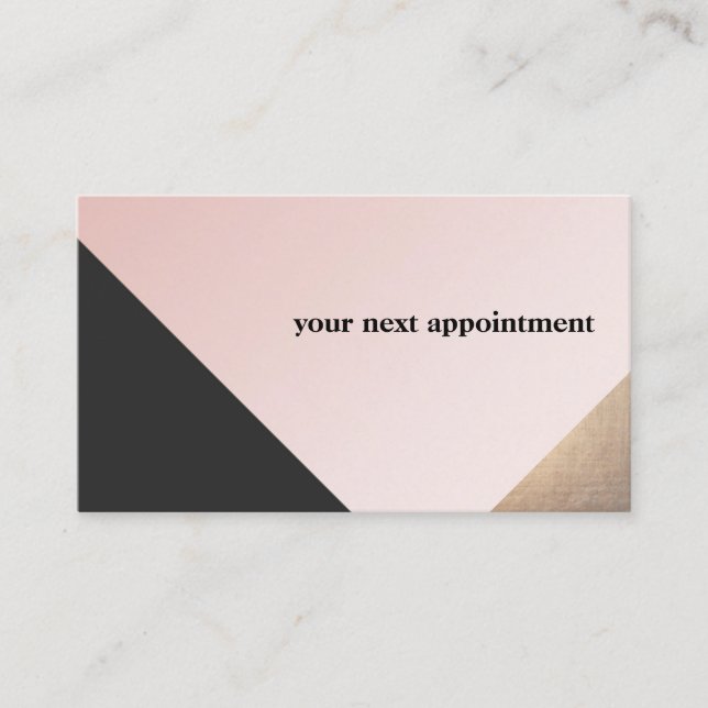 Geometrischer Salon für Gold, Schwarz und Rosa Terminkarte (Vorderseite)