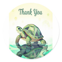 Geometrischer Schildkröten-“Danke”-Sticker – Moder
