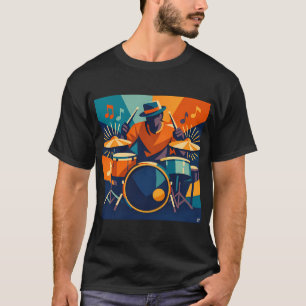Geometrischer Schlagzeuger in Festival-Farbformen T-Shirt