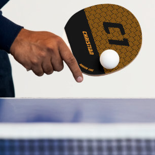 Geometrischer Schwarz-Orange-Muster-Individuelle N Tischtennis Schläger