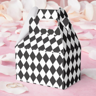 Geometrischer Schwarz-Weiß-Diamant Halloween Geschenkschachtel