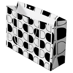 Geometrischer Schwarz-Weiß-Halbkreis Große Geschenktüte