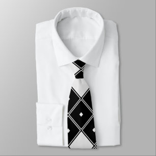 Geometrischer Schwarz-Weiß-Herren-Schlips Krawatte