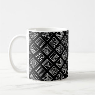 geometrischer Schwarz-Weiß-Hintergrund mit Hand d Kaffeetasse