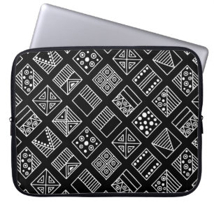 geometrischer Schwarz-Weiß-Hintergrund mit Hand d Laptopschutzhülle