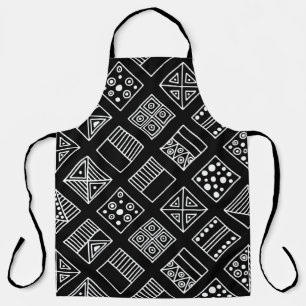 geometrischer Schwarz-Weiß-Hintergrund mit Hand d Schürze