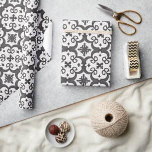 Geometrischer, Schwarz-weißer marokkanischer Stil Geschenkpapier
