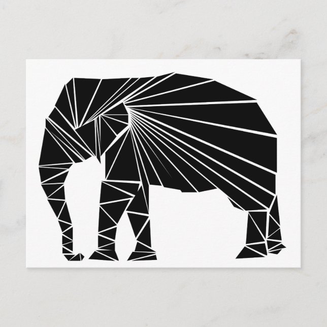 Geometrischer schwarzer Elefant Postkarte (Vorderseite)