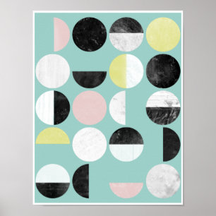 Geometrischer skandinavischer Druck im Türkis Poster