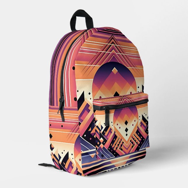 Geometrischer Sonnenuntergang - Fettformatierung Bedruckter Rucksack (Rückseitige Ecke links)
