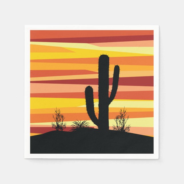Geometrischer Sonnenuntergang Serviette (Vorderseite)