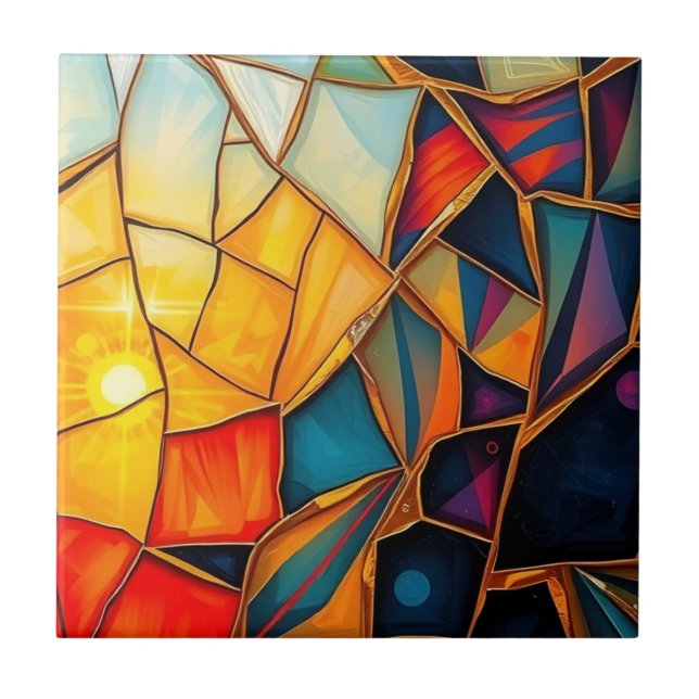 Geometrischer Spiegel B Fliese (Vorderseite)