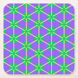 Geometrischer Sternenexplosion in Lila, Grün und G Rechteckiger Pappuntersetzer