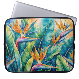 Geometrischer Stil Paradiesvögel Tropisch Botanisc Laptopschutzhülle