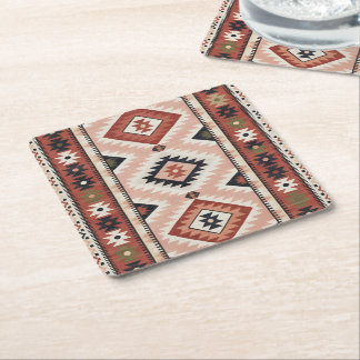 Geometrischer südwestlicher Stammes-Kilim in Terra Rechteckiger Pappuntersetzer