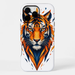 Geometrischer Tiger Orange und Blau Polygonaler Ku iPhone 16 Pro Max Hülle