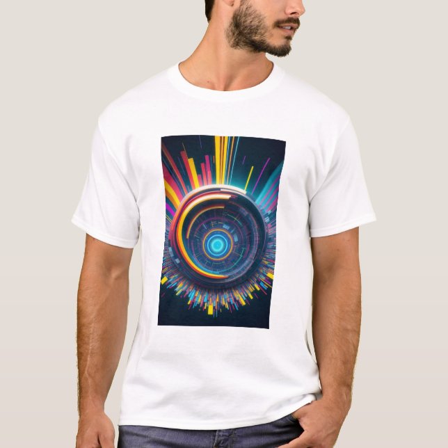 Geometrischer Trip glitch farbiger T - Shirt (Vorderseite)