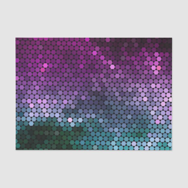 geometrischer Verlauf mit Hexagon Lila und blau-gr Seidenpapier (Vorderseite)