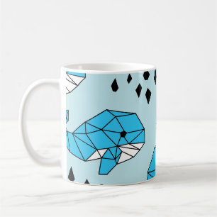 Geometrischer Wal: Niedliches nahtloses Muster Kaffeetasse