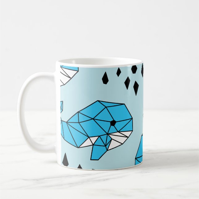 Geometrischer Wal: Niedliches nahtloses Muster Kaffeetasse (Links)