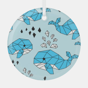 Geometrischer Wal: Niedliches nahtloses Muster Ornament Aus Glas