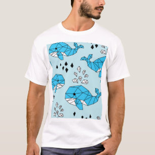 Geometrischer Wal: Niedliches nahtloses Muster T-Shirt