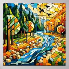 Geometrischer Wald Poster