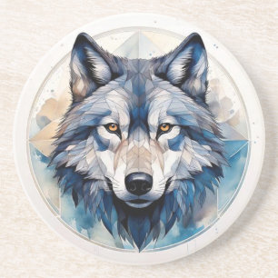 Geometrischer Wasserfarbenwolf Getränkeuntersetzer