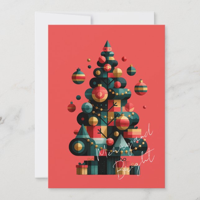 Geometrischer Weihnachtsbaum Einladung (Vorderseite)