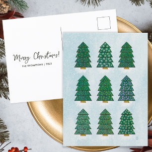 Geometrischer Weihnachtsbaum Familienwünsche Feiertagspostkarte