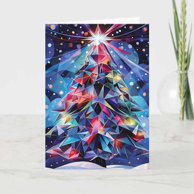 Geometrischer Weihnachtsbaum Karte (Vorderseite)