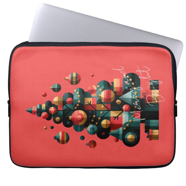 Geometrischer Weihnachtsbaum Laptopschutzhülle (Vorderseite)