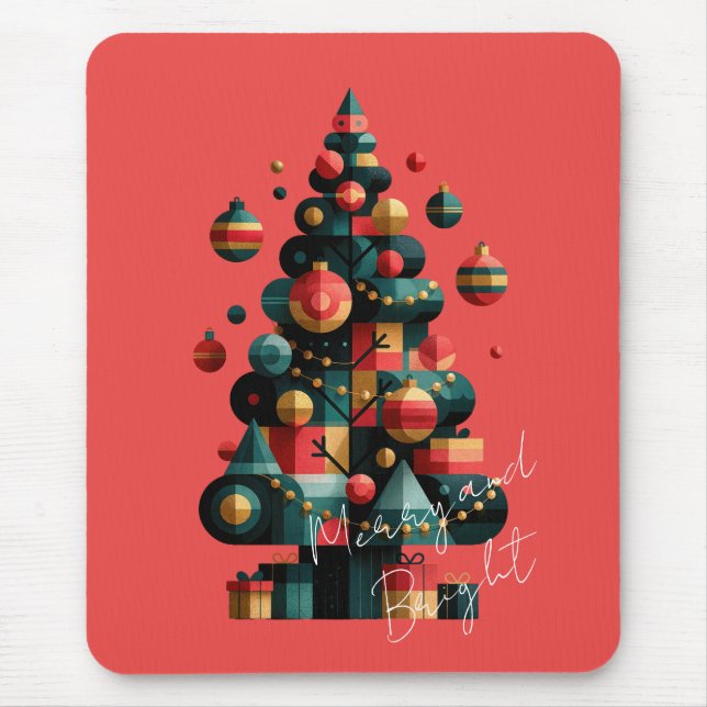 Geometrischer Weihnachtsbaum Mousepad (Vorne)