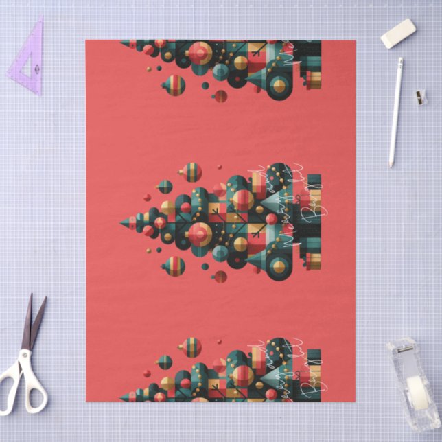 Geometrischer Weihnachtsbaum Seidenpapier (Basteln)