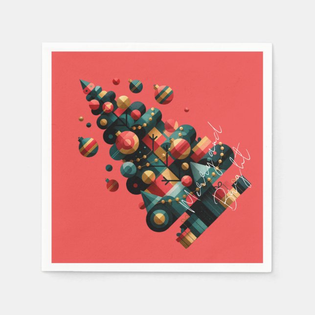 Geometrischer Weihnachtsbaum Serviette (Vorderseite)
