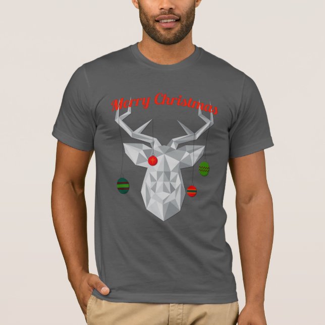 Geometrischer Weihnachtsrentier Männer-T - Shirt (Vorderseite)
