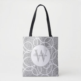 Geometrischer weißer Kreis Silver Glitzer Modern Tasche