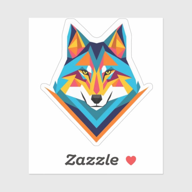 Geometrischer Wolf Aufkleber (Blatt)