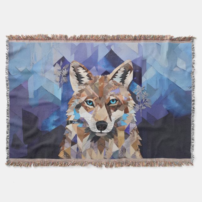 Geometrischer Wolf Berg Decke (Vorderseite)