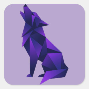 Geometrischer Wolf im Origami-Stil modernes Tier Quadratischer Aufkleber