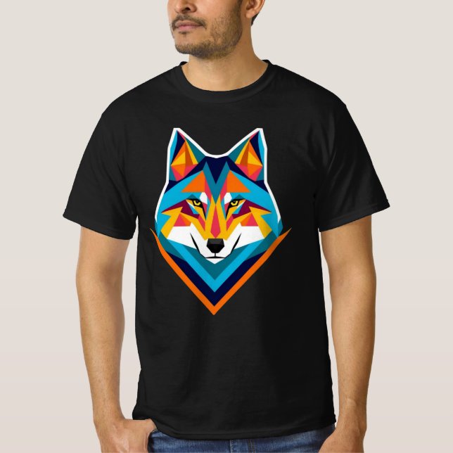 Geometrischer Wolf T-Shirt (Vorderseite)