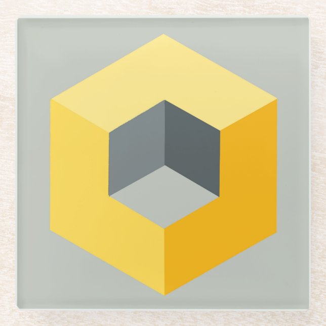 "Geometrischer Würfel Design Glasuntersetzer (Vorderseite)