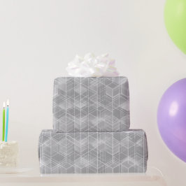 Geometrischer Würfel Grau Silber Abstraktes Muster Geschenkpapier