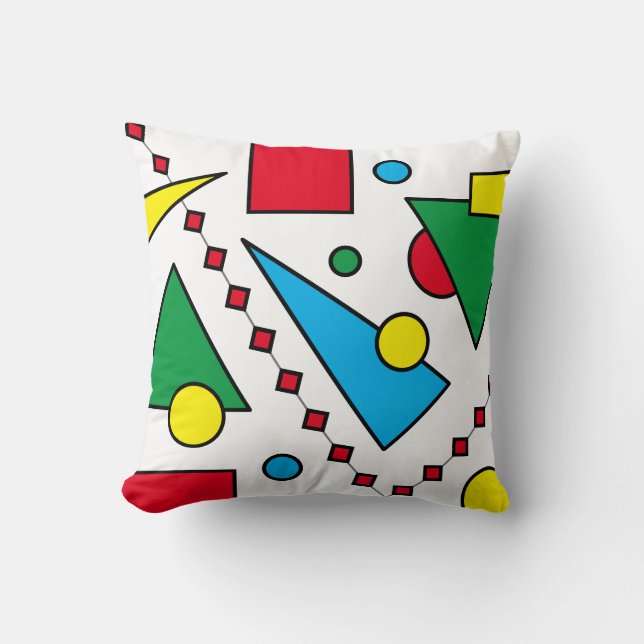 [Geometrisches Abstrakt #1] Fett primäre Farbforme Kissen (Vorderseite)